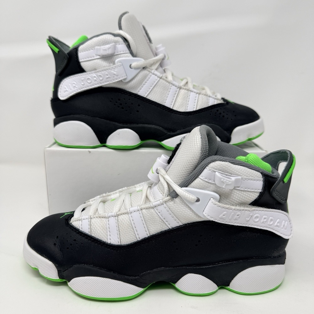 Nike Air Jordan 6 Rings GS Basketball Shoes Size 4Y 323419-130 White Green‎